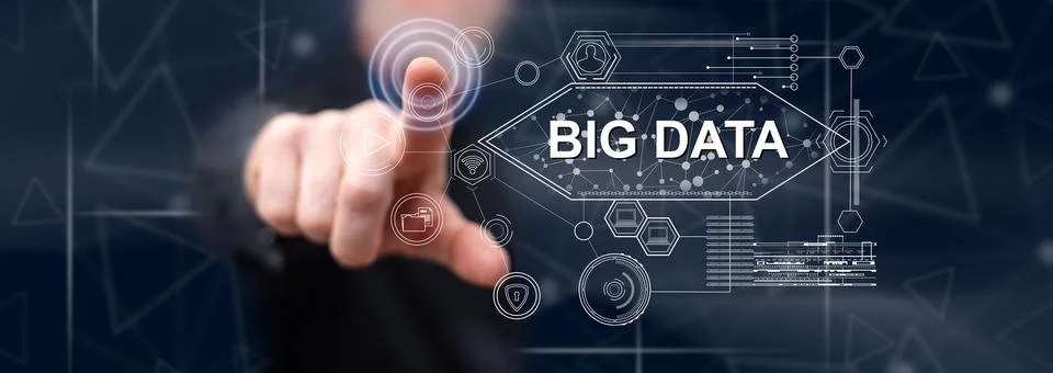 Man touching a big data concept Stock Photos