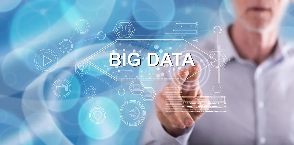 Man touching a big data concept Foto stock