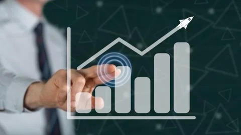 Man touching a business analysis concept 스톡 사진