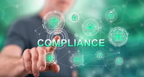 Man touching a compliance concept Foto stock