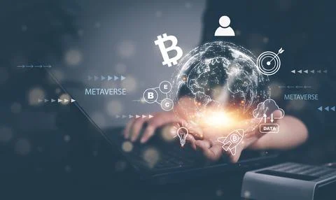 Man touching connect to data information on the Cloud Computing Technology In 스톡 사진