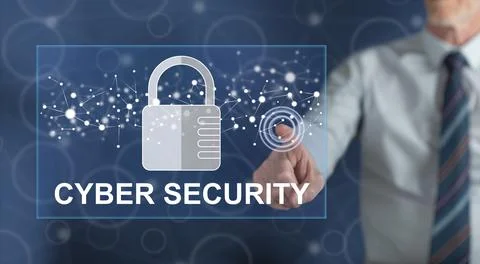 Man touching a cyber security concept Stock-Fotos
