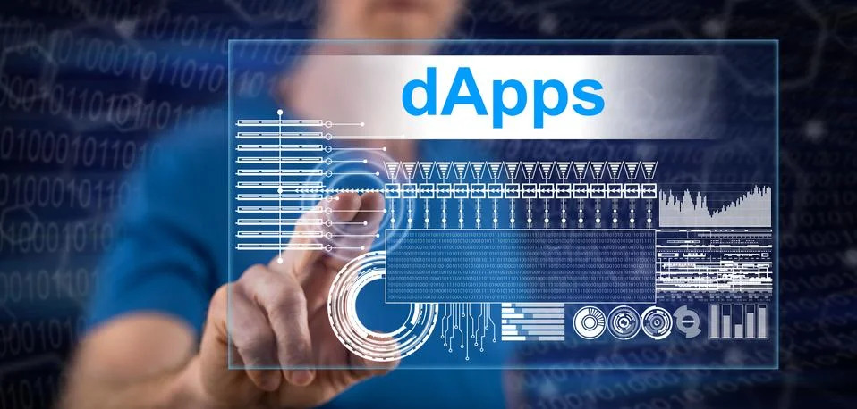 Man touching a dapps concept Stock-Fotos