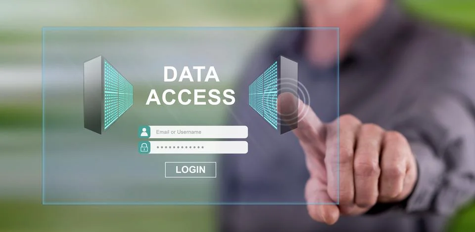 Man touching a data access concept Foto stock