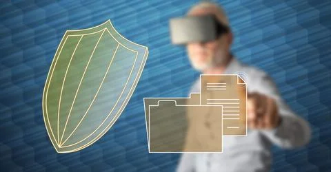 Man touching a data protection concept Foto stock