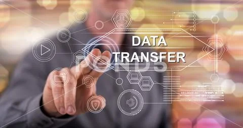 Man touching a data transfer concept Stock Photos