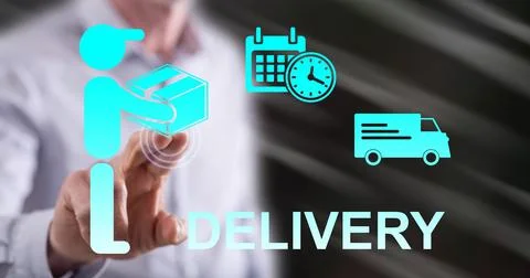 Man touching a delivery concept Foto stock
