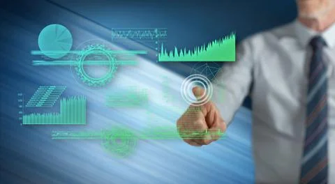 Man touching a digital analytics concept Foto stock