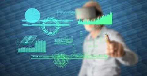 Man touching a digital analytics concept Foto stock