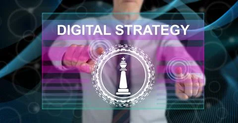 Man touching a digital strategy concept 写真素材