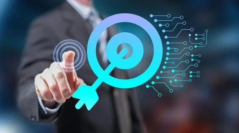Man touching a digital strategy concept 스톡 사진