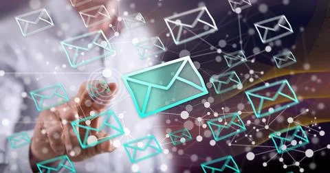 Man touching an e-mail concept Stock-Fotos