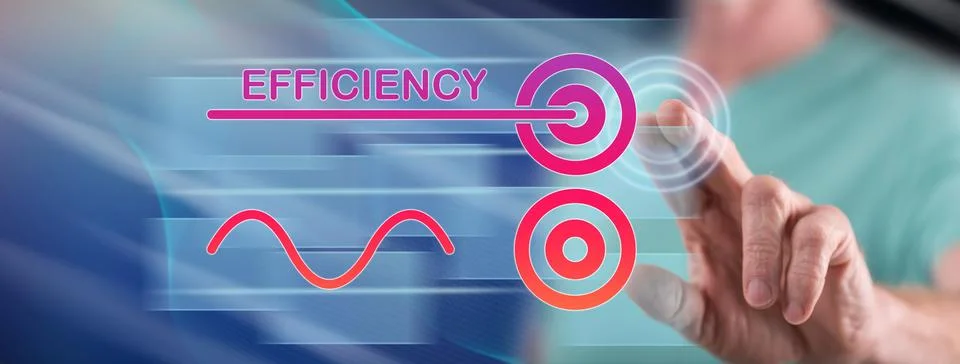 Man touching an efficiency concept Stock Photos