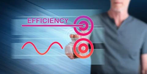 Man touching an efficiency concept Stock Photos
