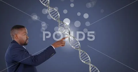 Man touching genetic DNA and sparkles Stock Photos