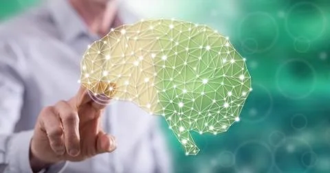 Man touching an intelligence concept Stock Photos