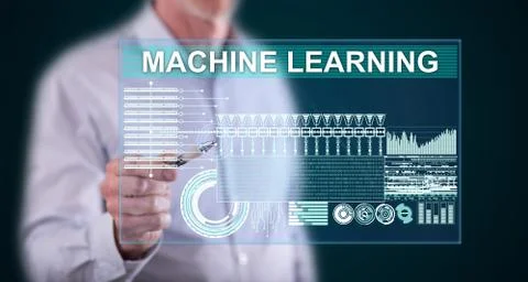 Man touching a machine learning concept 스톡 사진