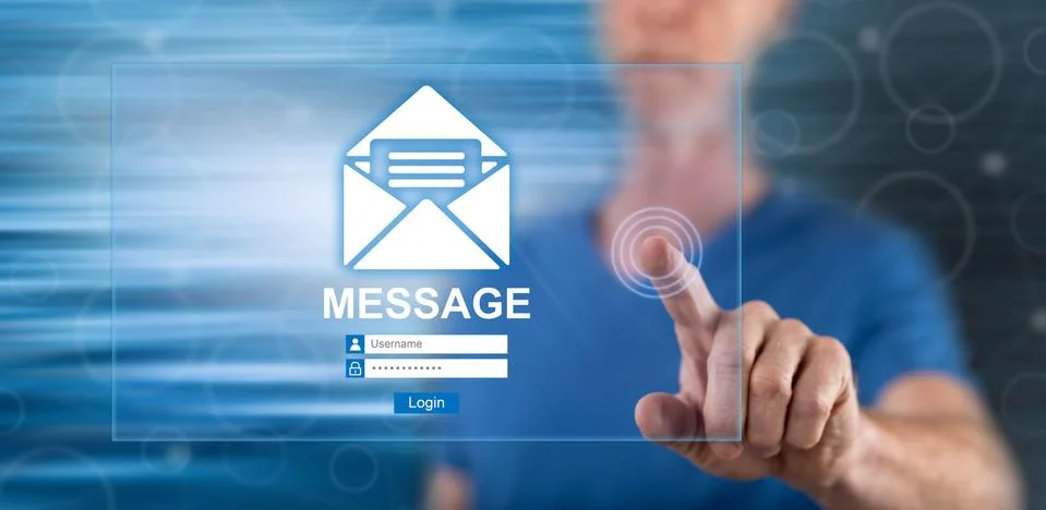 Man touching a message concept Stock-Fotos
