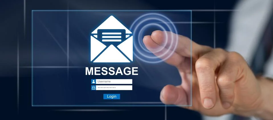 Man touching a message concept Фото