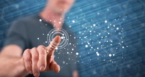 Man touching a network concept Foto stock