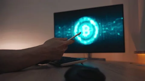 Man touching phone screen, browse foreign exchange market data, chart. Bitcoin Stock Footage 147292875