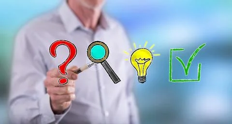 Man touching a problem solving concept Stock Photos