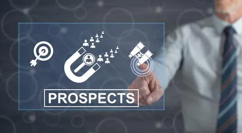 Man touching a prospects concept Stock-Fotos