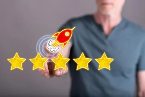 Man touching a quality concept 스톡 사진
