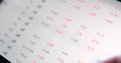 Man touching screen, browse foreign exchange market data, chart. The trader uses Stock Footage 127829663