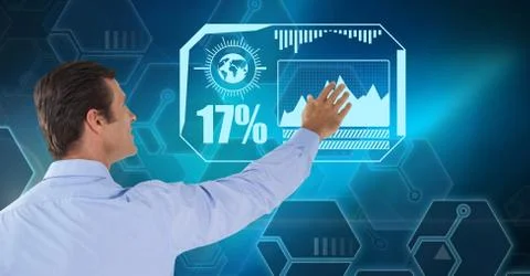 Man touching screen interface Stock Photos