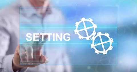 Man touching a setting concept Stock Photos