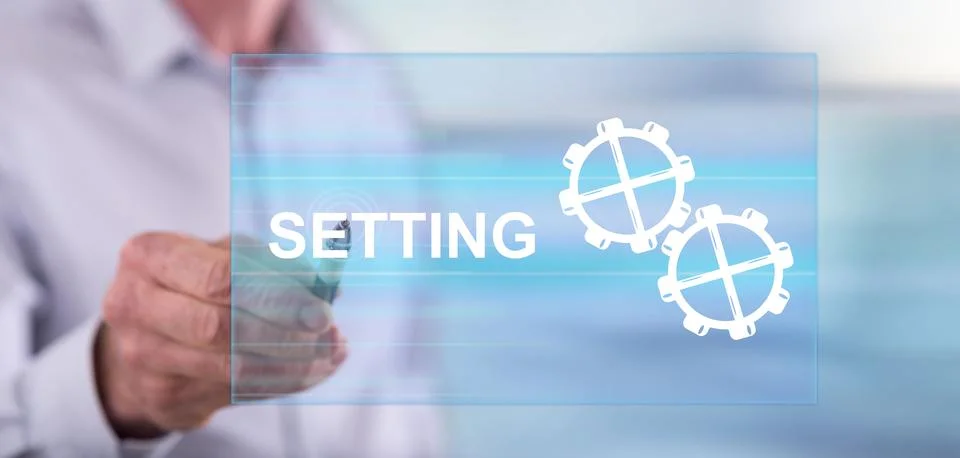 Man touching a setting concept Stock Photos