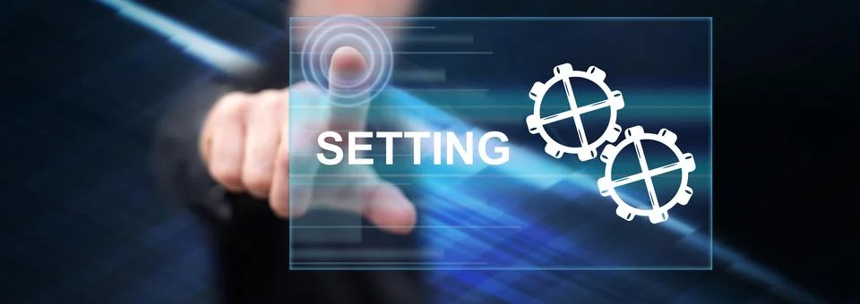 Man touching a setting concept Stock Photos