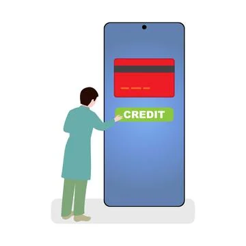 Man touching a smartphone Stock Illustration