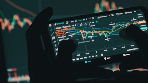 Man Touching Smartphone Screen, Browse Digital Exchange Market Data Stock Footage 175997897