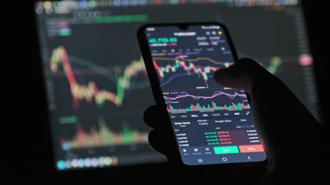 Man Touching Smartphone Screen, Browse Digital Exchange Market Data Stock Footage 179171762