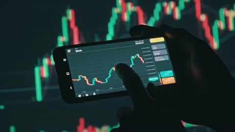 Man Touching Smartphone Screen, Browse Digital Exchange Market Data Stock Footage 179174085