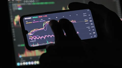 Man Touching Smartphone Screen, Browse Digital Exchange Market Data Stock Footage 181828677