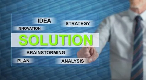 Man touching a solution concept Stock Photos