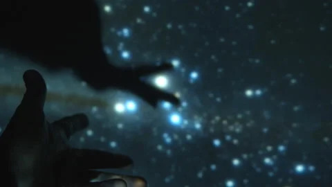 Man Touching the Stars Stockbeeldmateriaal 234213368