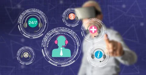 Man touching a support concept Stock-Fotos