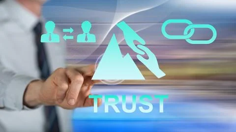 Man touching a trust concept Stock Photos