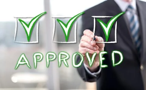 Man touching a validation concept Stock Photos