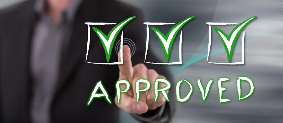 Man touching a validation concept Foto stock