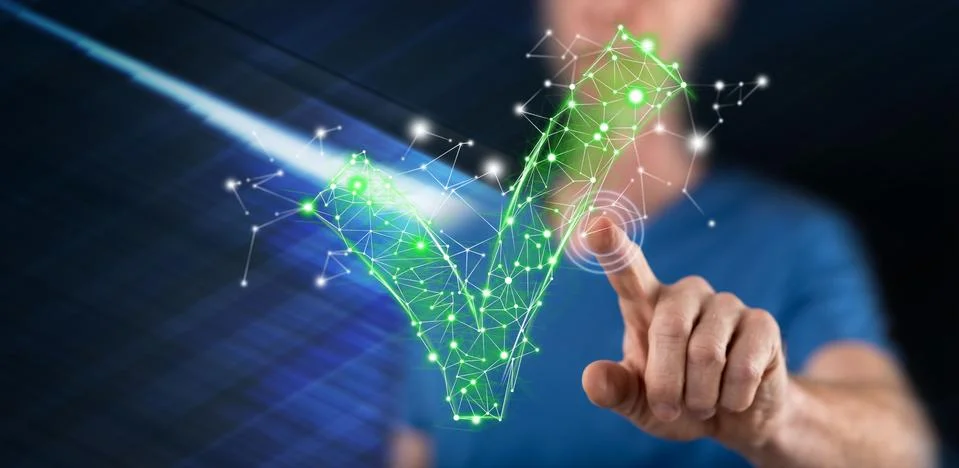 Man touching a validation concept Stock Photos
