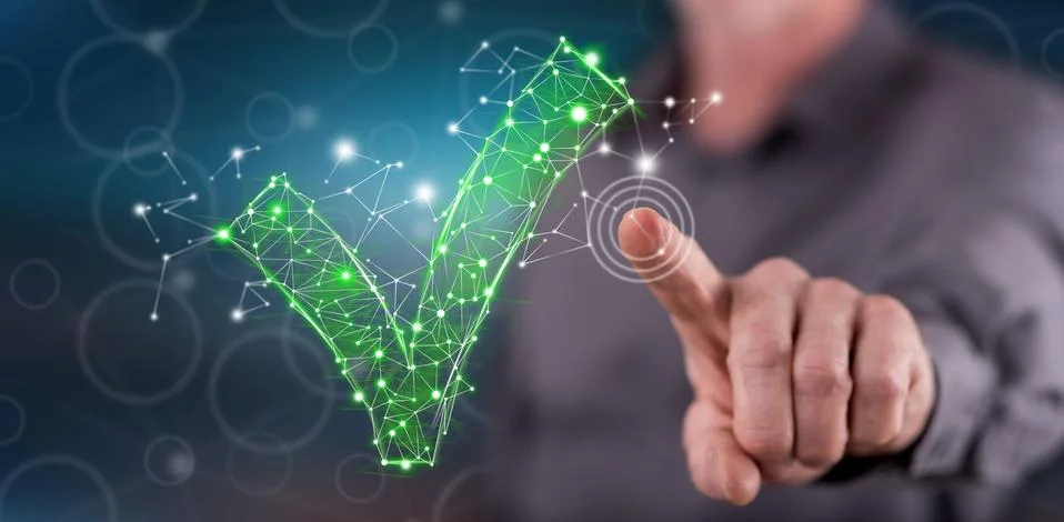 Man touching a validation concept Stock Photos