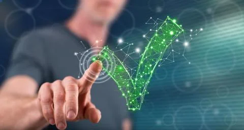 Man touching a validation concept Stock Photos