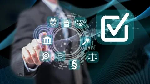 Man touching a validation concept Foto stock