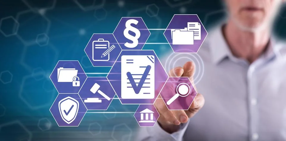 Man touching a validation concept Stock Photos