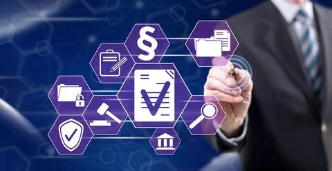 Man touching a validation concept Stock Photos